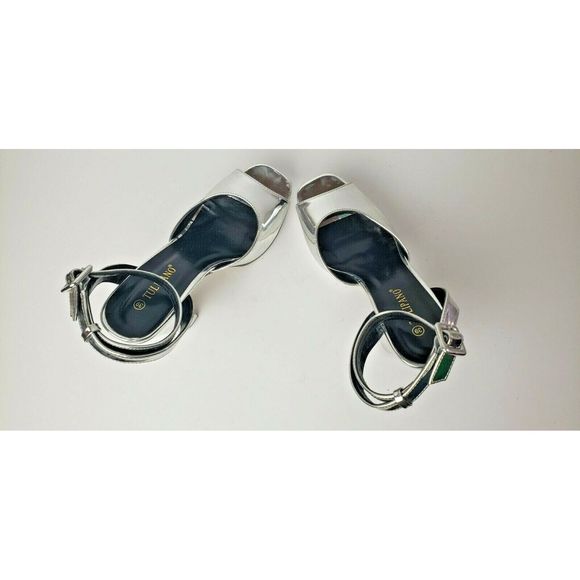 Tulipano Italian Silver Platform Block Heel Sz 8.5 - Picture 7 of 11